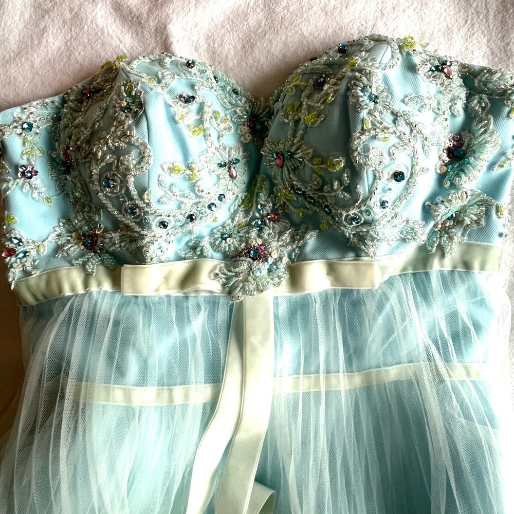 Alyce Paris Light Blue Tiered Tulle Ruffle Prom Dress Sz 2 Regencycore Fairycore - Picture 14 of 16